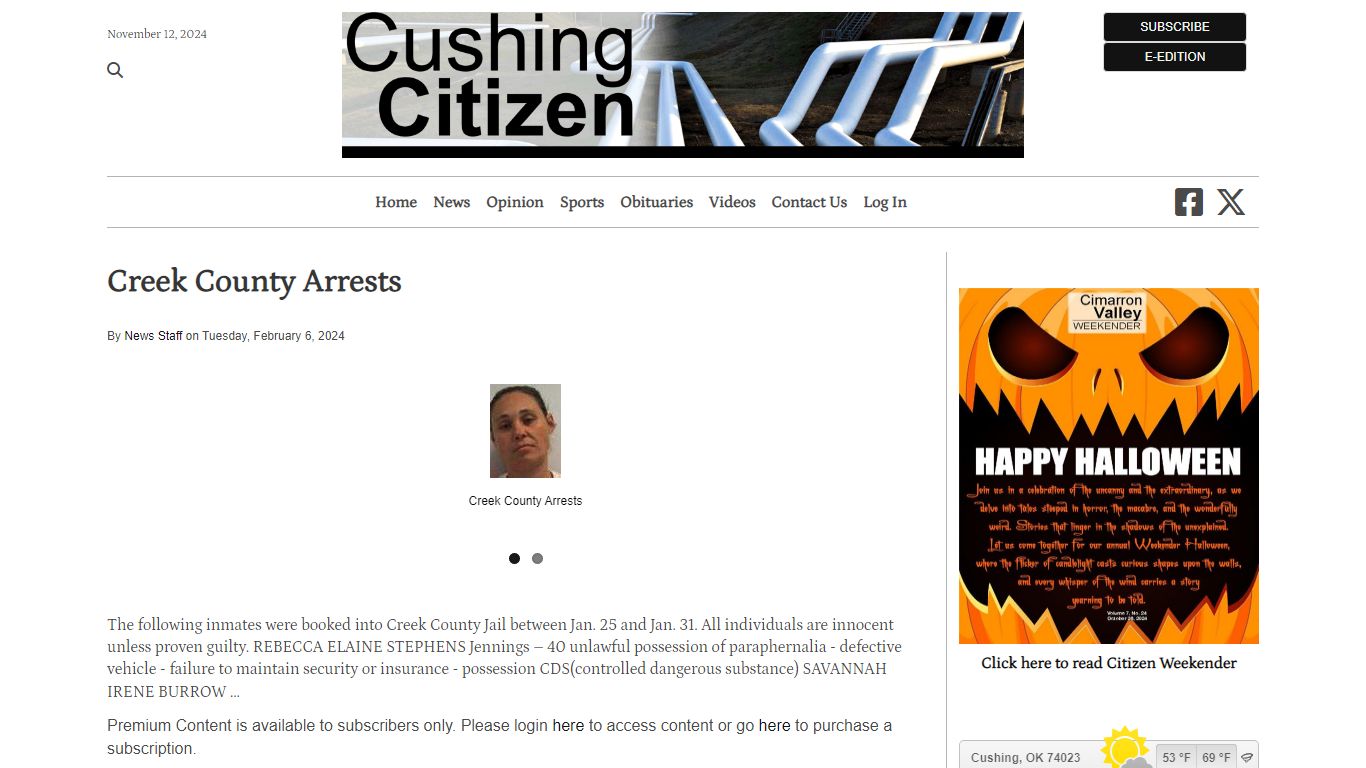 Creek County Arrests | Cushing Citizen