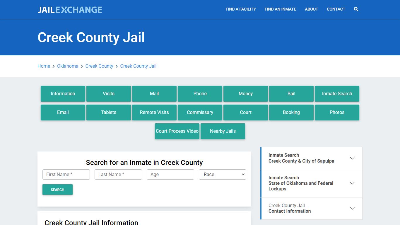 Creek County Jail Roster Lookup, OK, Inmate Search